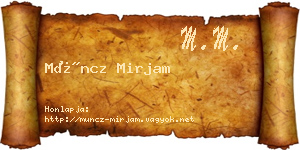 Müncz Mirjam névjegykártya